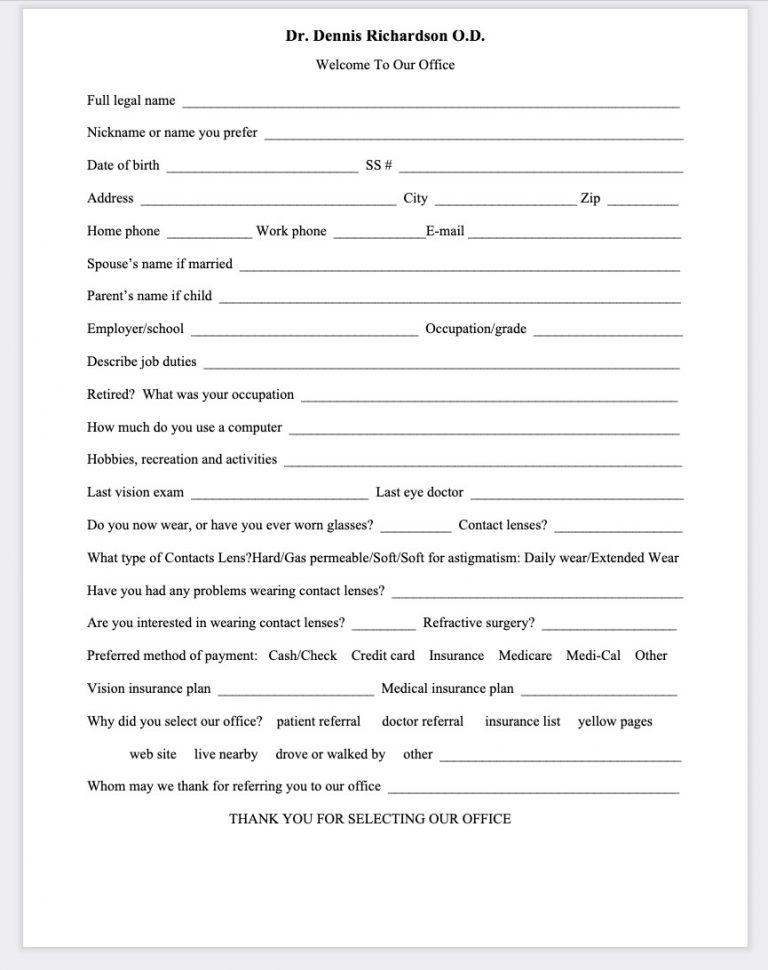 Patient Forms - Pismo Beach Optometric Center